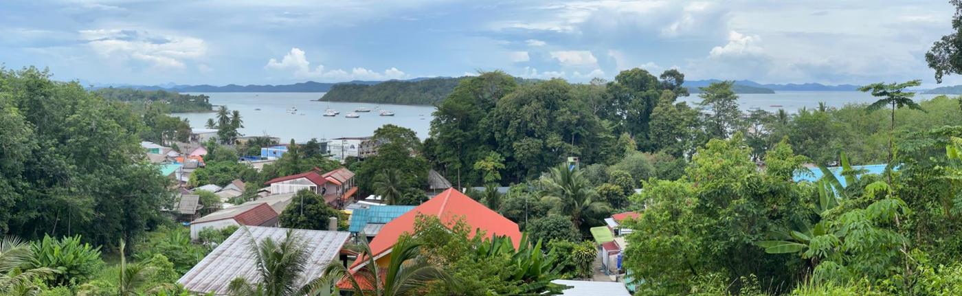 Panoramic sea view from the land over Ao Po bay