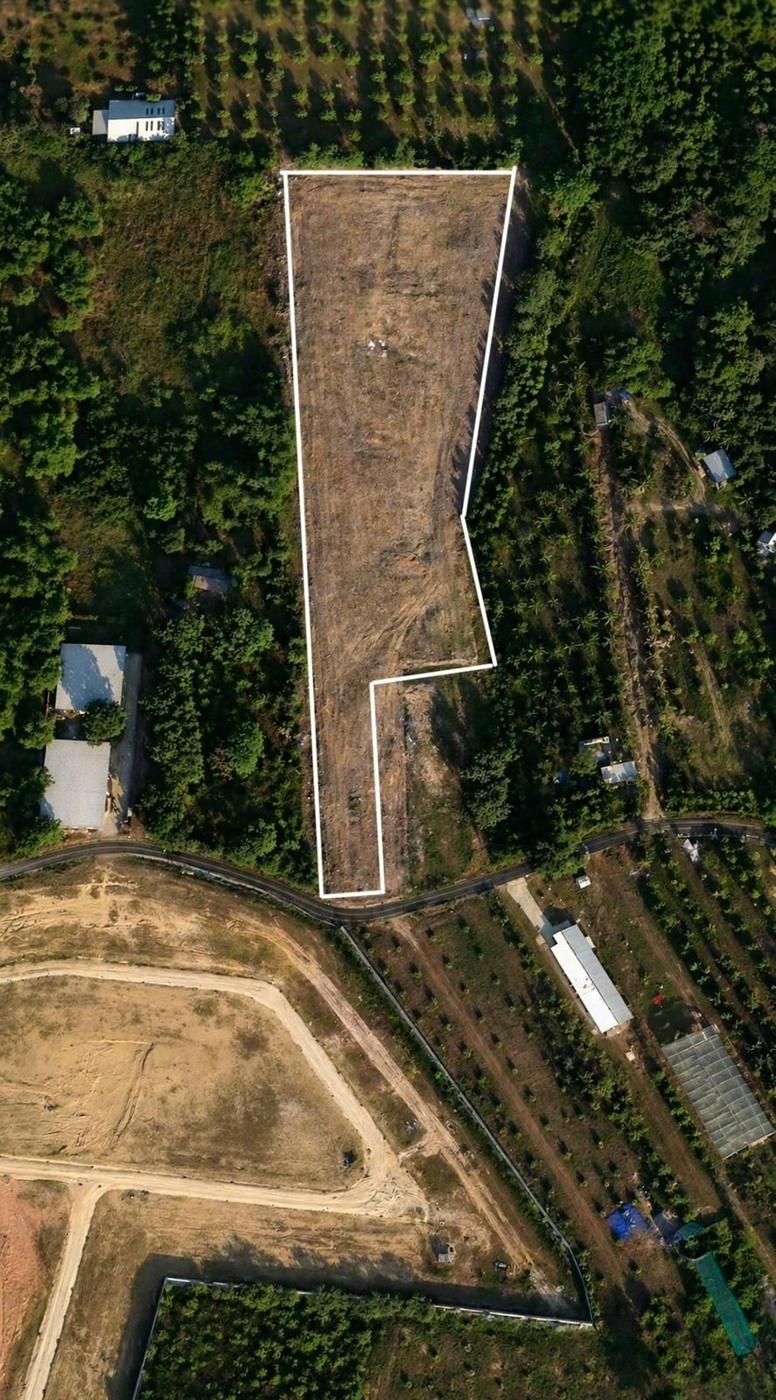 Drone view of the land with the plot boundary marked